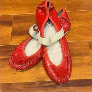 Red Leather Ballet Flats